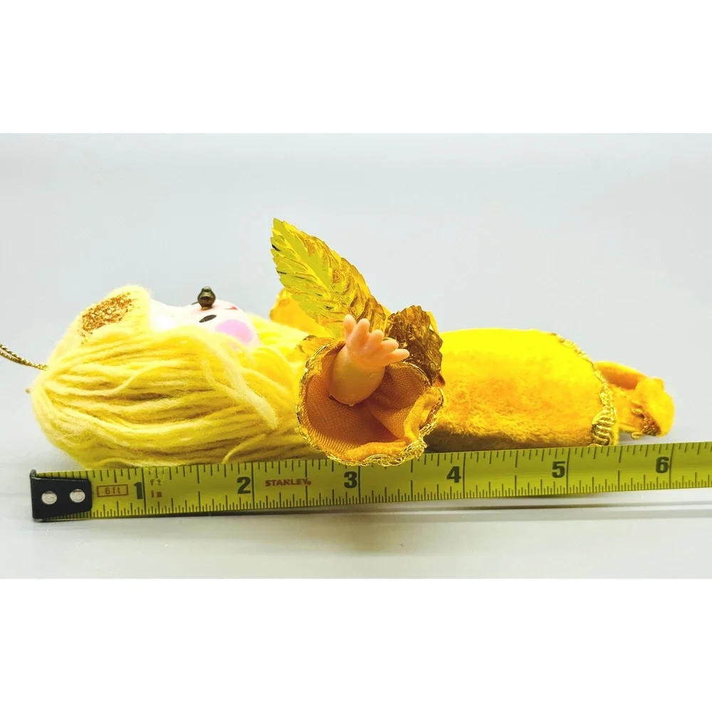 Mr Christmas Ornament Angel Doll Yellow Vintage 1970 Japan Paper Mache Face